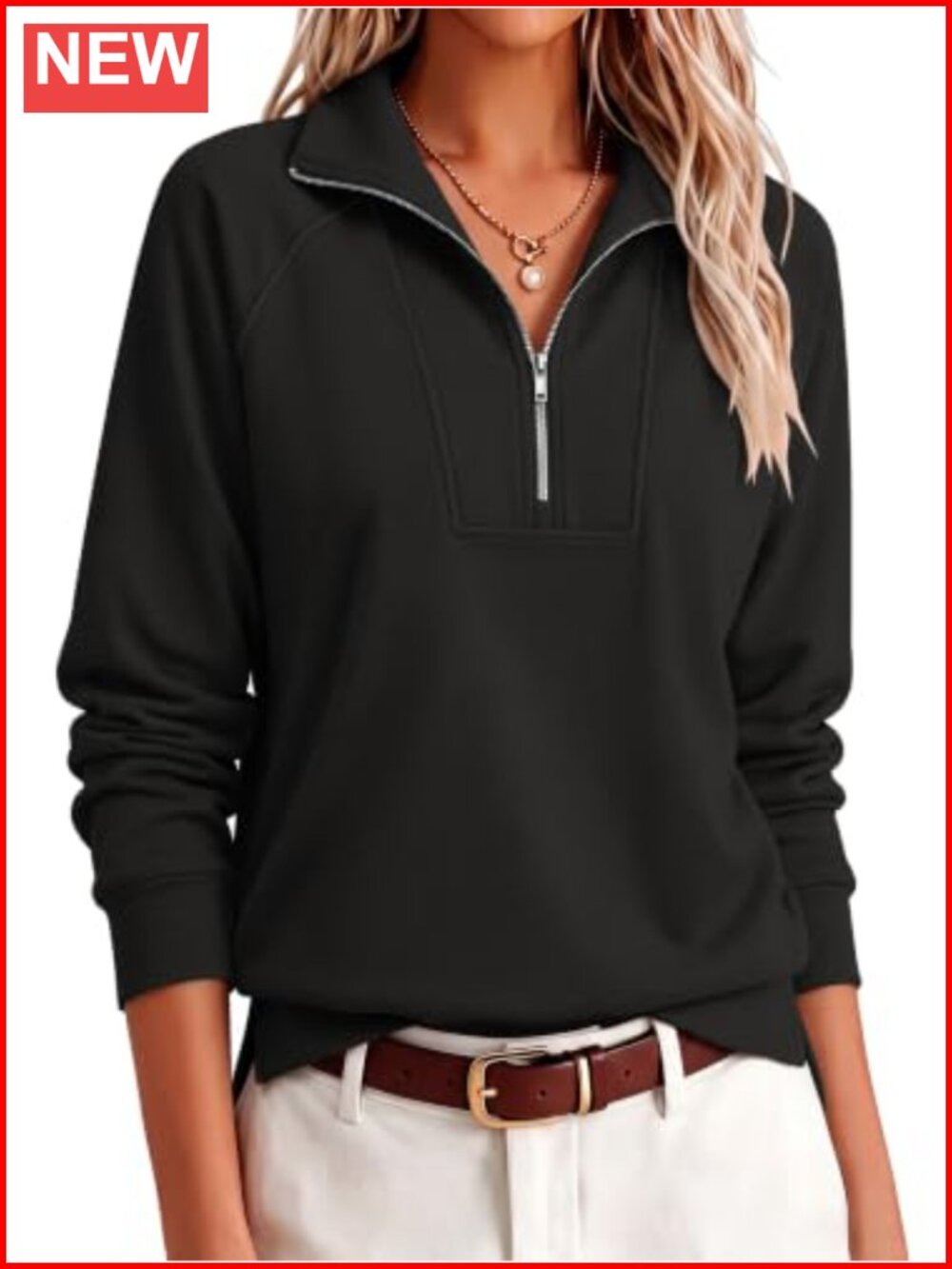 Women's Half Zip Fleece Pullover Sweatshirt Loose Fit Long Sleeve Casual Top